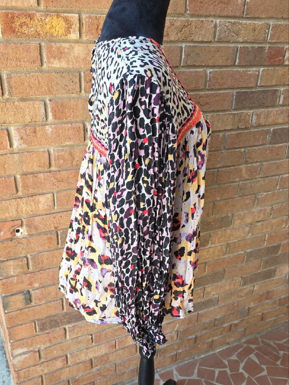 Anthropologie Mixed Leopard-Print Balloon Sleeve Blouse Size M - Picture 5 of 10